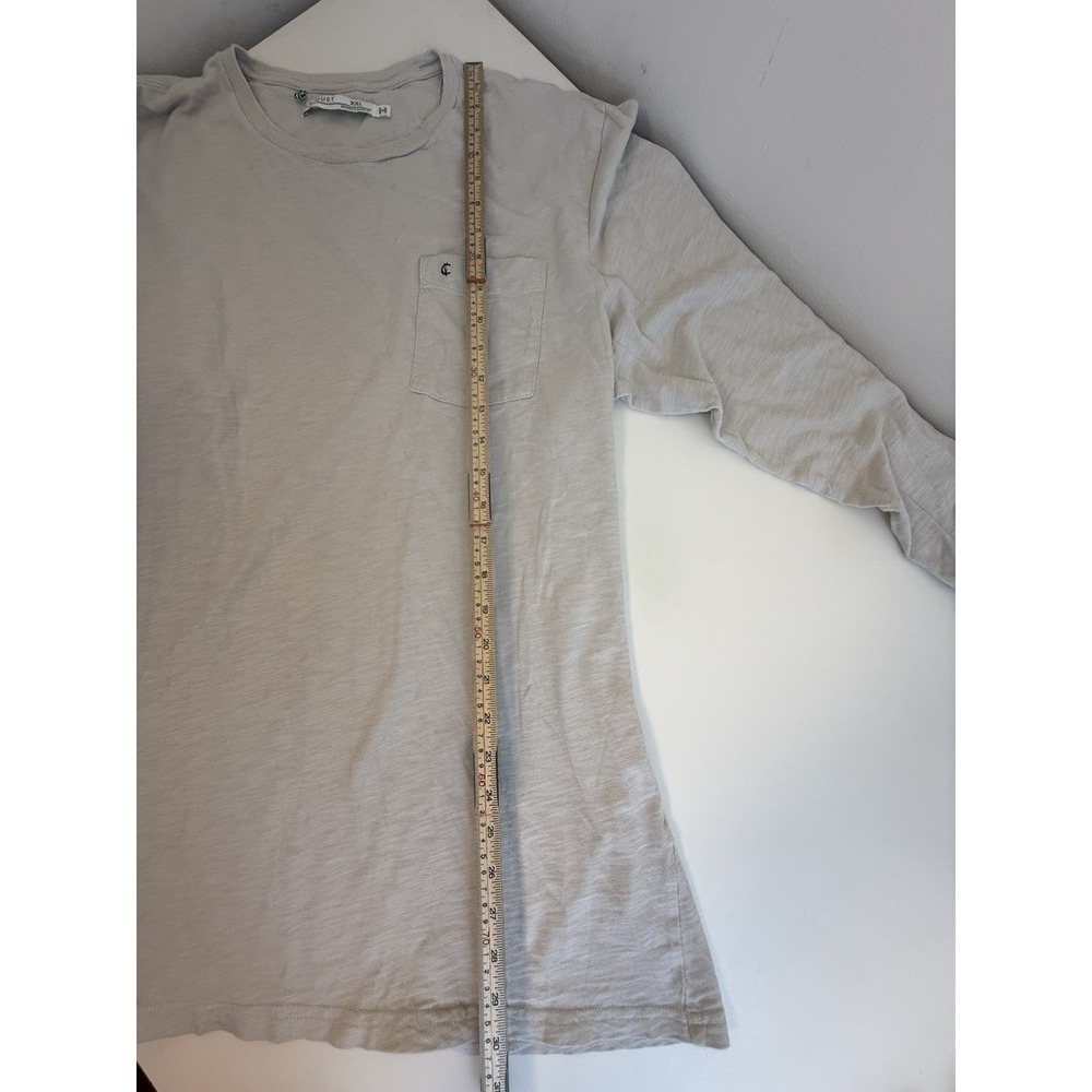 Criquet XXL Beige Long Sleeve Pocket Tee Quiet Luxury Coastal Minimalist Shirt - Picture 8 of 9